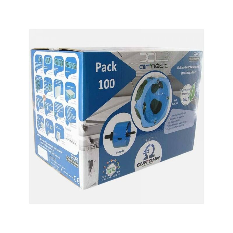Eur'ohm Lot de 100 boites simples prof 40mm isolée