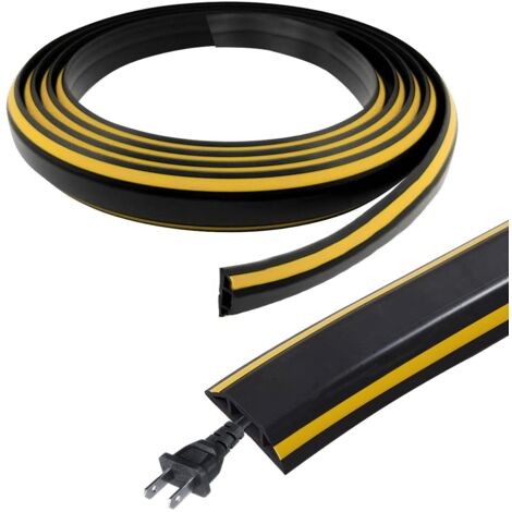 Cache-câble Sol Auto-adhésif 6m - 20x10mm - PVC Souple - Pour Câbles Jusqu'à 8mm