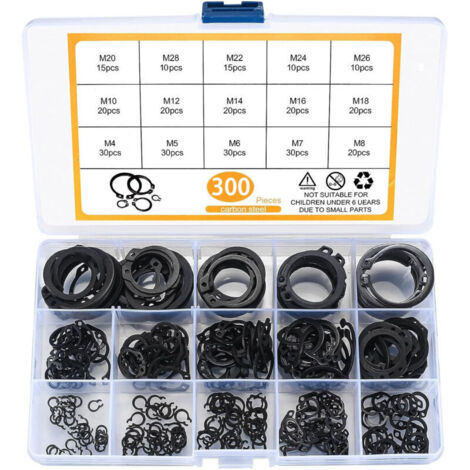 300 E-clips d'extérieur Assortiment Circlips M4-M28