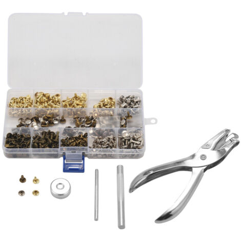 300 ensembles rivets cuir double cap avec pince fixation outil bricolage