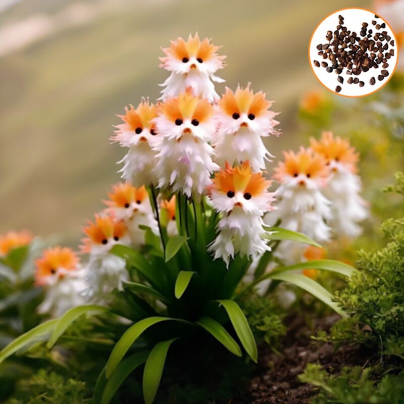 300 graines d'orchidées, faciles à cultiver, Graines d'orchidées en forme de tête de chat, purifient l'air et fleurissent toute l'année