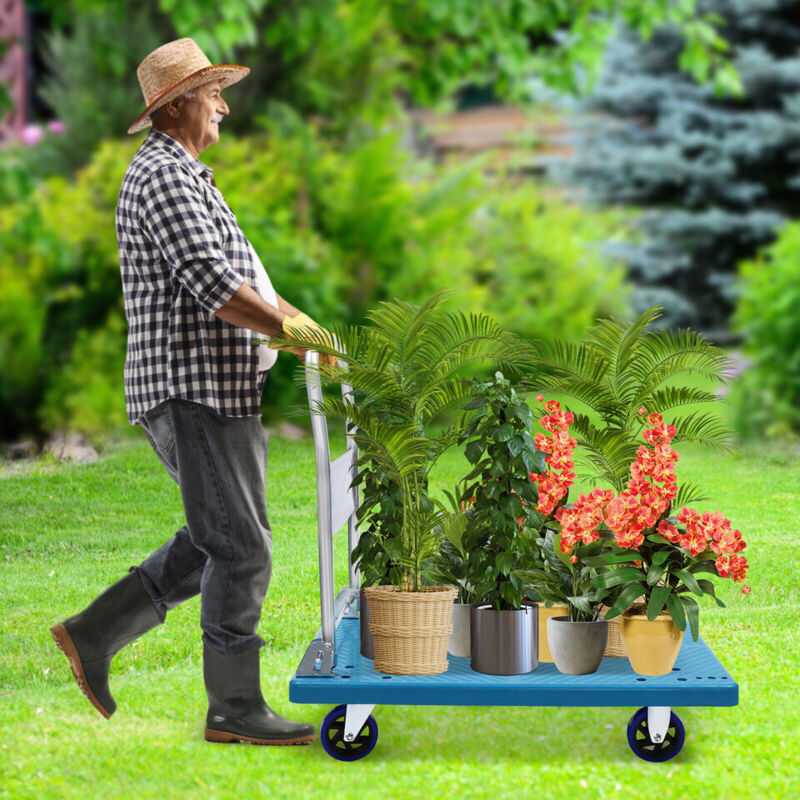 300 kg/661.39lbs Chariot Plateforme Chariot manuel Pliable Peu encombrant Chariot manuel à pousser