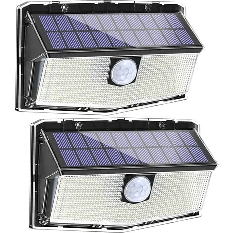 300 LED Luci Solari Esterno Super Luminosa Lampada Solare da Esterno con Sensore di Movimento 3 Modalità Faretti Solari a Led da Esterno IP67 Impermeabile Luci Solari Esterno per Giardino,2 Pezzi