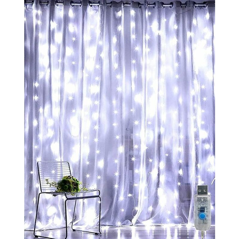 300 LED White String Curtain Light