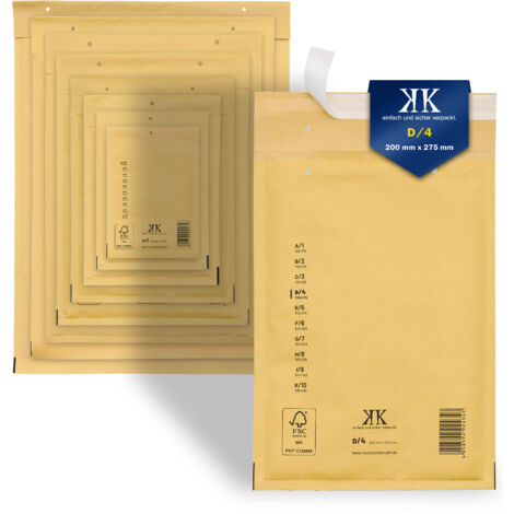 300 Luftpolster-Versandtaschen D4 D/4 200x275mm (Außenmaß) Braun