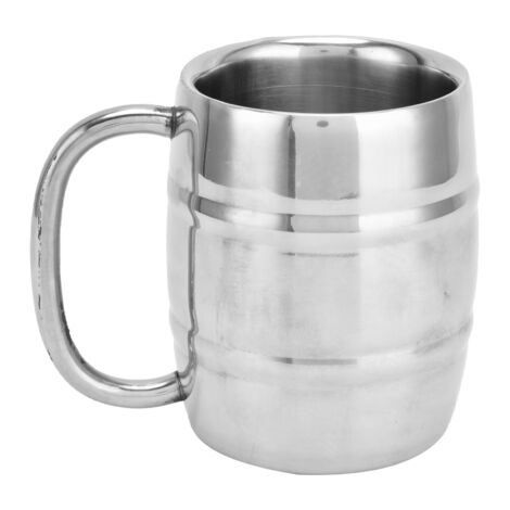300 ml doppelwandiger, isolierter Bierkrug aus Edelstahl 304 mit Henkel für die Hausbar