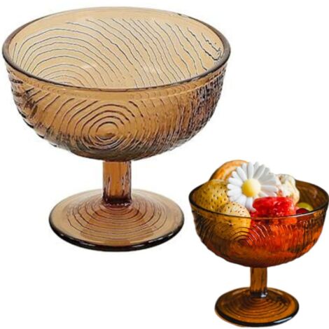 300-ml-Glasbecher für Eiscreme, Dessert, Salatschüssel, braun