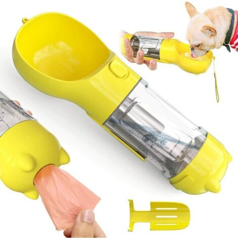 300-ml-Hundetrinkflasche, 3-in-1-tragbare Hundetrinkflasche mit Kotschaufel und Müllbeutel, Trinkflasche für Haustiere