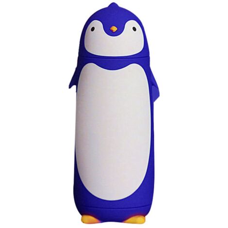 300-ml-Isolierflasche mit Pinguin-Motiv, blauer tragbarer Becher für Wandern und Sport