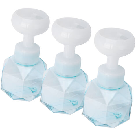 300-ml-PETG-Schaumflasche, 3-teiliges Set, Pumpe für flüssige Kosmetika, transparentes blaues Blumendesign