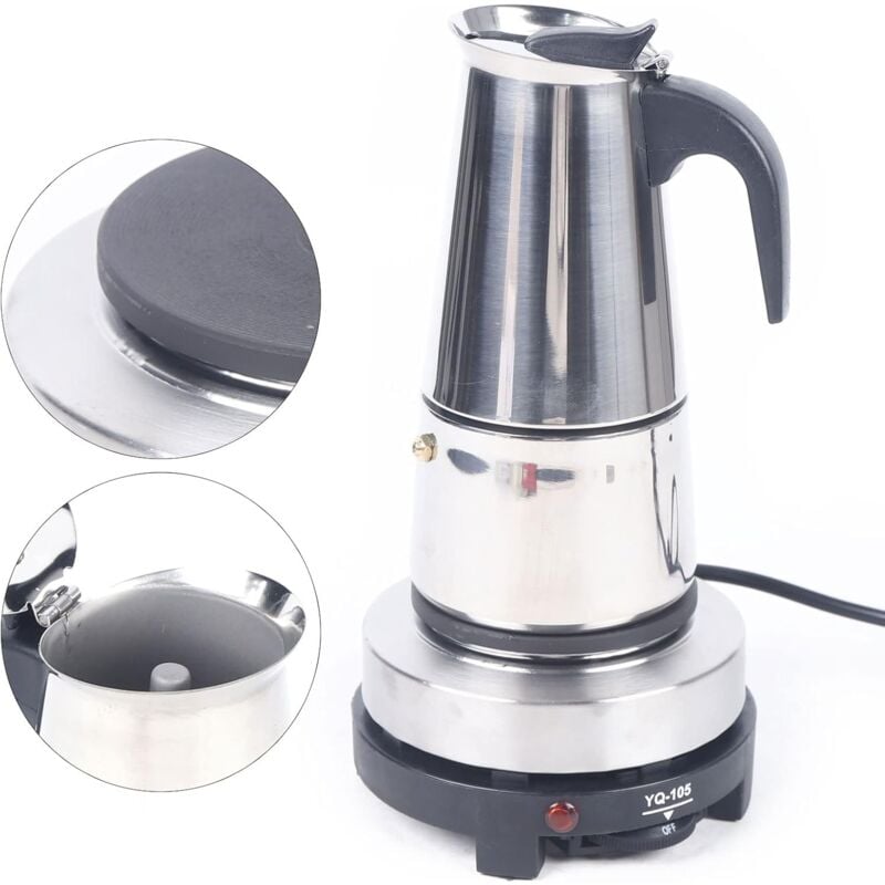 300 ml Portable Espresso Cafetière Moka Pot En Acier Inoxydable avec Cuisinière Électrique Filtre Percolateur Café Brasseur Bouilloire Pot