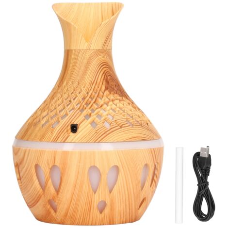 300-ml-USB-Luftbefeuchter mit Holzmaserung und farbiger LED-Beleuchtung für die Aromatherapie zu Hause