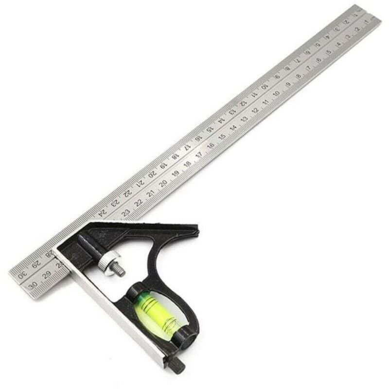 Image of SHINING HOUSE Kombinationsquadrat aus Edelstahl, 300 mm – nur metrische Teilung