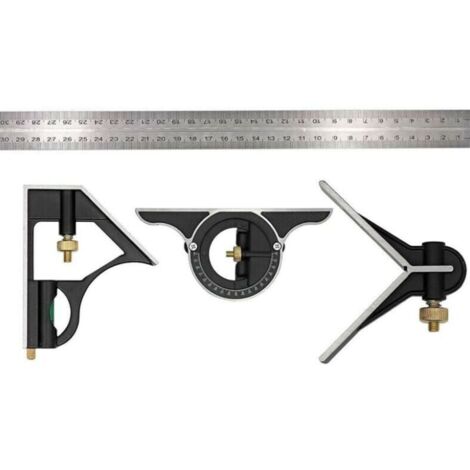 300 mm Kombinierter multifunktionaler verstellbarer Winkelmesser, robuste Winkelmesssets, Präzisionswinkelmesser, Winkelmesser, Lineal, Holzbearbeitungswinkel