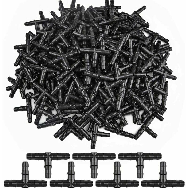 Lucky-88 - 300 pcs 3 Way Tee Connecteurs Trois vers barbelé Dripper d'arrosage connecteur t connecteur Adaptateur Tube Raccord de Tuyau d'arrosage