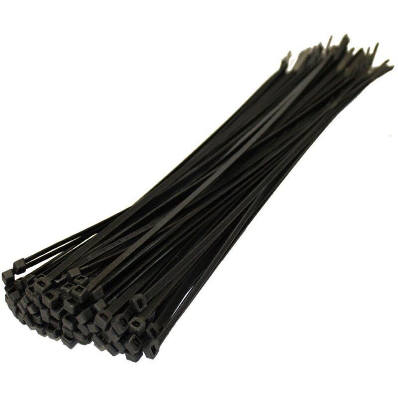 Shatchi - 300 Pcs 300mm x 4.8mm Strong Black Nylon Plastic Cable Ties Zip Tie Wraps organizer