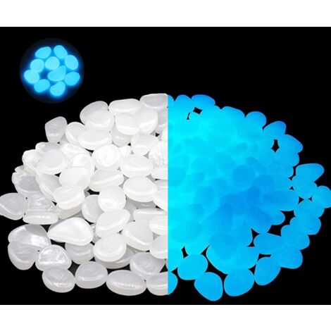 300 PCS Fluorescent Stones, Artificial Fluorescent Pebbles Decoration Decorative Stones for Garden, Roads, Outdoor Decoration, Aquariums, Driveways