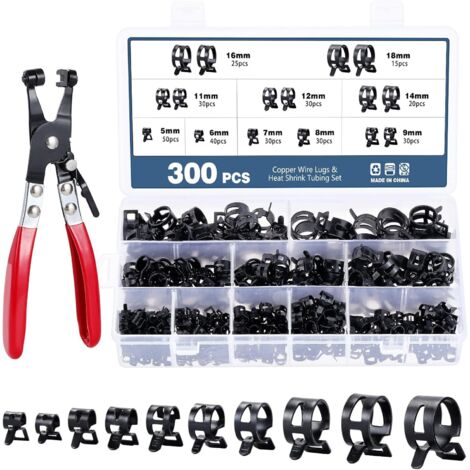 300 pezzi di fascette stringitubo a molla, 10 misure di fascette stringitubo da 5-18 mm, fascette stringitubo e fascette per tubi del carburante