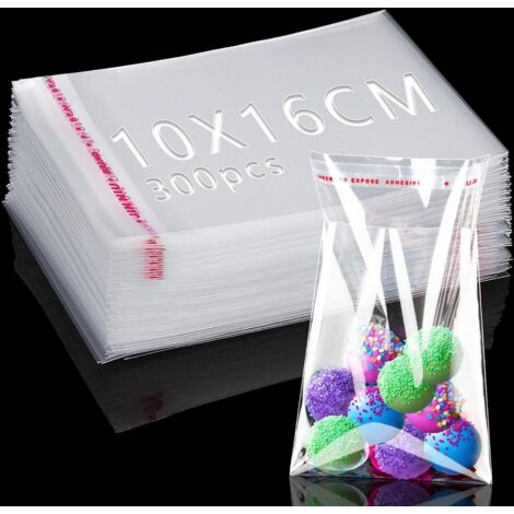 300 pezzi di sacchetti di plastica trasparenti 16x10 cm, sacchetti di cellophane autoadesivi, sacchetti di biscotti in plastica OPP, sacchetti di imballaggio trasparenti, piccoli sacchetti di caramell