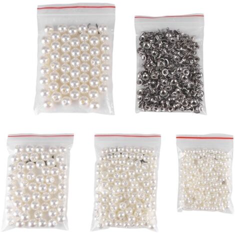 300 pièces de rivets mélangés 6mm 8mm 10mm 12mm pour décoration de sacs et d'artisanat, couleur blanche