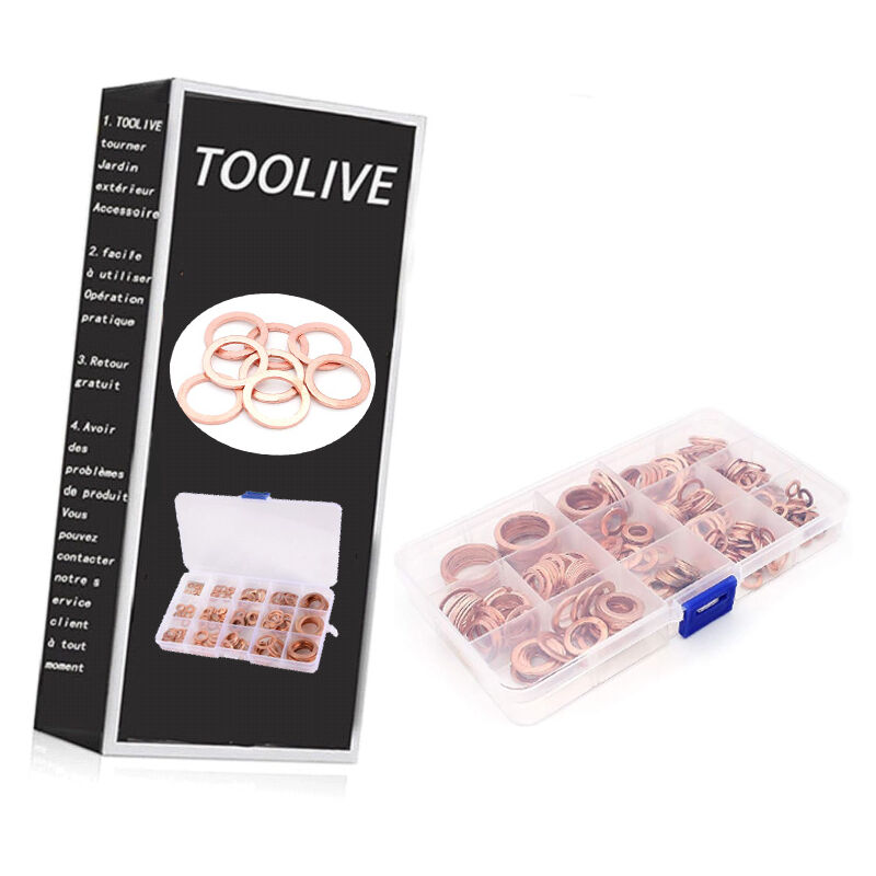 300 pièces de rondelle en cuivre M5-M20 bague d'étanchéité ronde en boîte rondelle en cuivre ensemble de rondelles plates Google