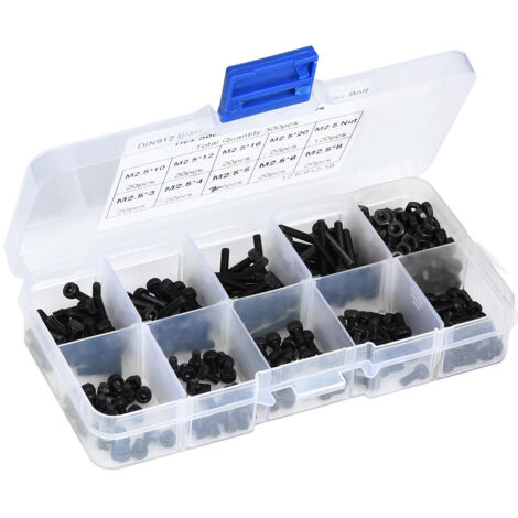 300 pièces M2.5 x 3-20mm 12.9 Grade acier allié noir tête à six pans creux vis boulon avec écrou