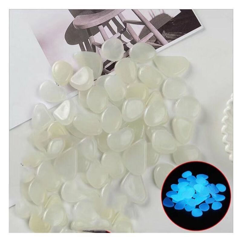 

Litzee - 300 piezas de guijarros blancos de piedras luminosas para pasarelas de jardín, piedras decorativas de jardín para pasarelas al aire libre