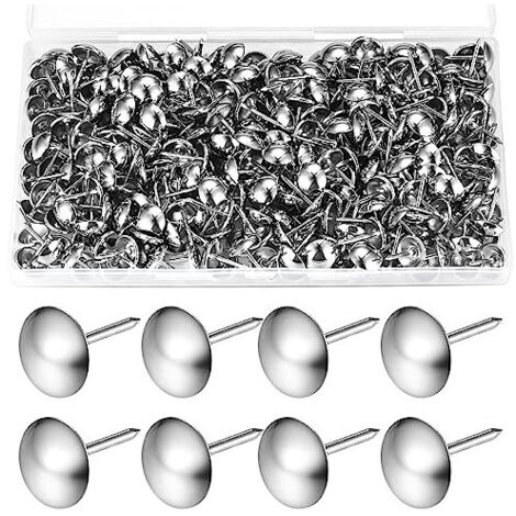 300 piezas de tachuelas para tapicería, clavos para tapicería, tachuelas decorativas antiguas para muebles, pernos de presión para paneles para sillas, cuadros, alfombras, dibujos - 11 x 17 mm (plata)