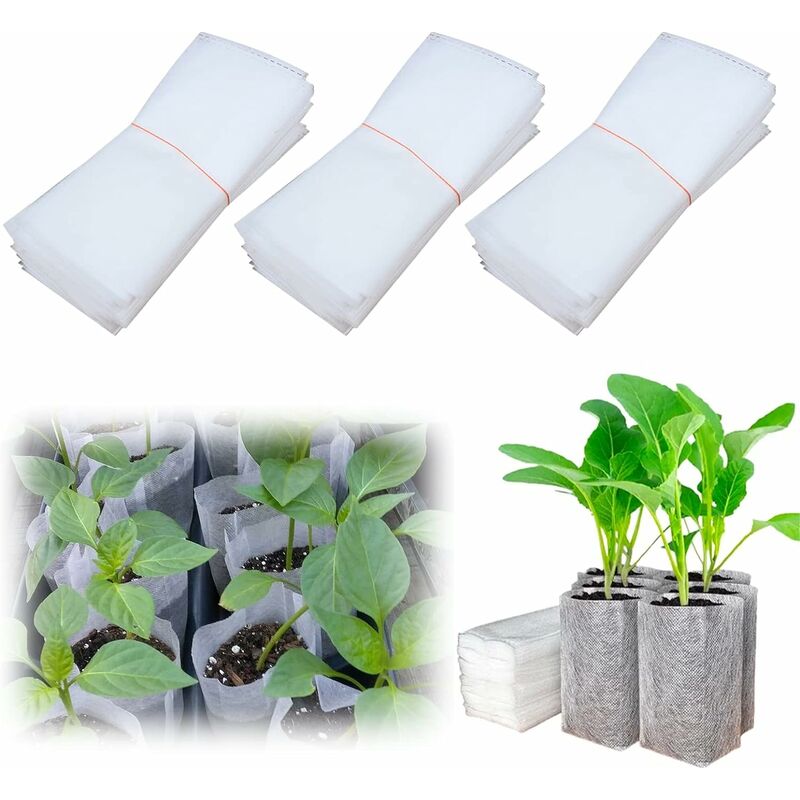 Linghhang - 300 sacs à plantes non tissés - 12cm x 15cm, sacs à semis biodégradables, pots à semis en tissu, sacs à semis pour serre pour les jardins