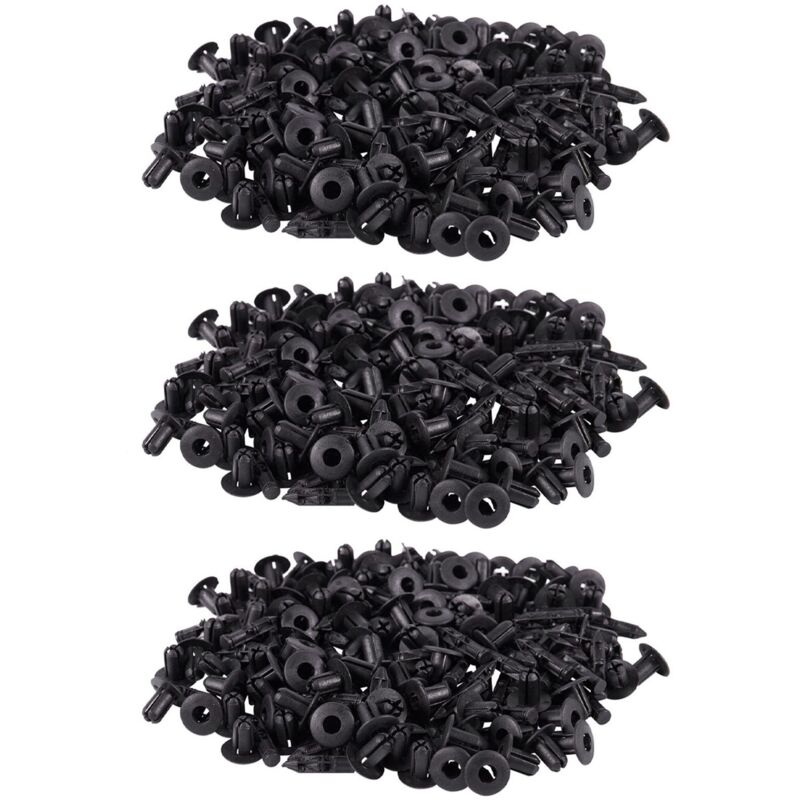 Image of Tlily - 300 Stücke Auto Form Tür Kotflügel 5mm Loch Kunst Stoff Nieten Befestigung Schwarz.