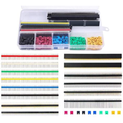 300 Stück 2,54 mm Stiftleistenstecker-Kit mit Überbrückungskappen und 35 Stück 40-poligen rechtwinkligen Leiterplattenleisten, langlebig und vielseitig