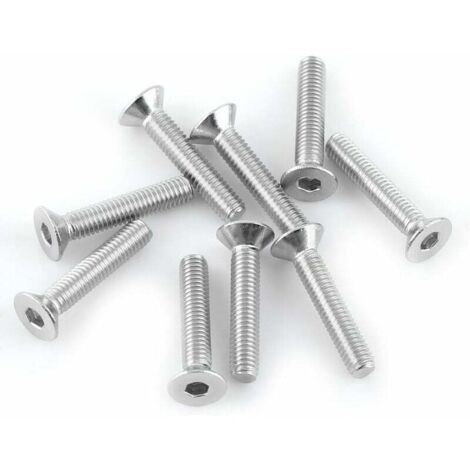 300 tornillos de cabeza avellanada hexagonal de acero inoxidable 304 con caja de almacenamiento M3 x 4/6/8/10/12/16 mm