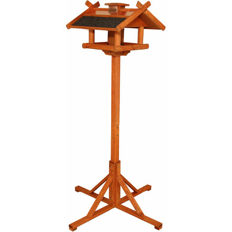 3.00 Vogelhaus mit Kupfer Dach und Standfuß - braun - ca. 155x49x50 cm