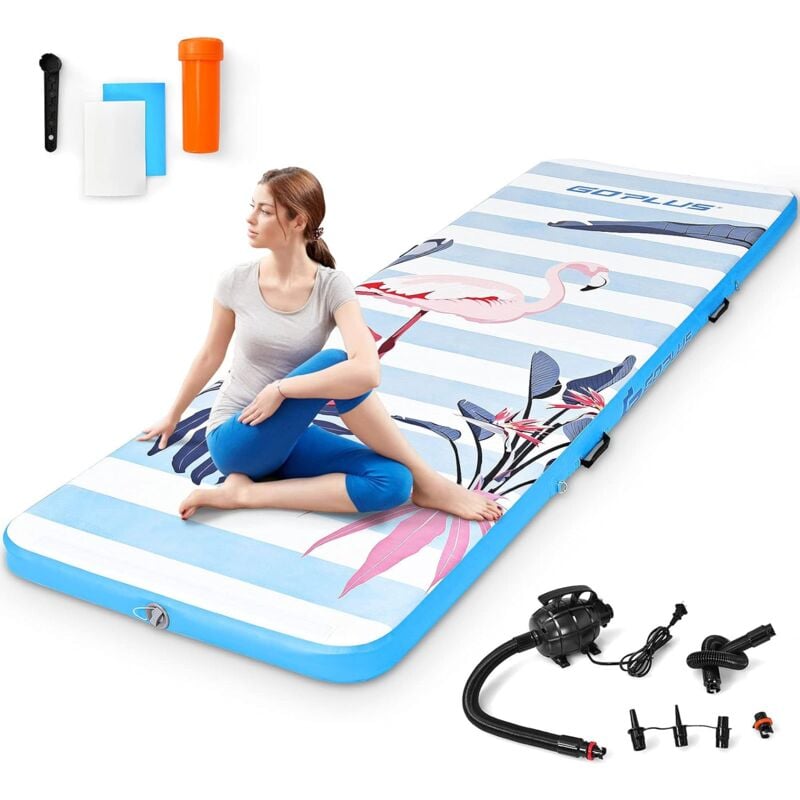 

300 x 100 x 10cm Colchoneta Inflable Gimnasia Alfombrilla Hinchable con Bomba Eléctrica y Bolsa de Transporte para Yoga Entrenamiento Fitness