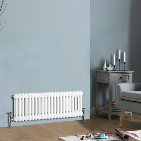 300 X 1010 mm Traditional White Horizontal Cast Iron Radiator Double Column