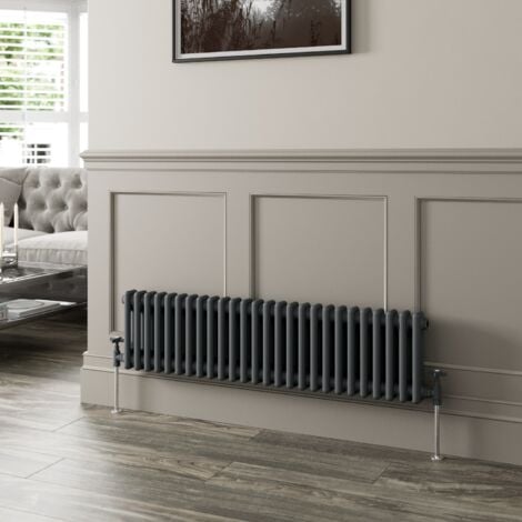 GALIFLO 300 x 1190mm Double Horizontal Traditional Colosseum Anthracite Column Radiator
