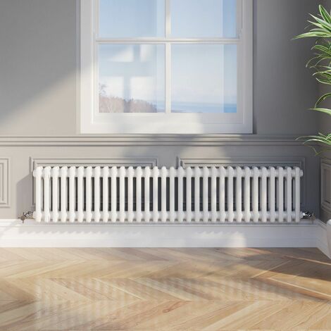 GALIFLO 300 x 1460mm Double Bar Horizontal Traditional Colosseum White Column Radiator