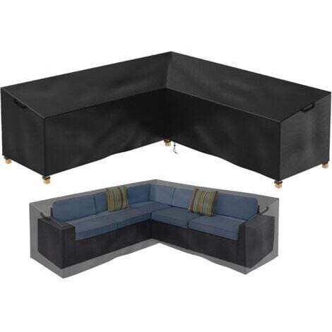 300 x 300 x 98 cm – Schutzhülle für Gartenmöbel in L-Form – Wasserdicht – aus Rattan – für Ecksofa – für den Wohnbereich
