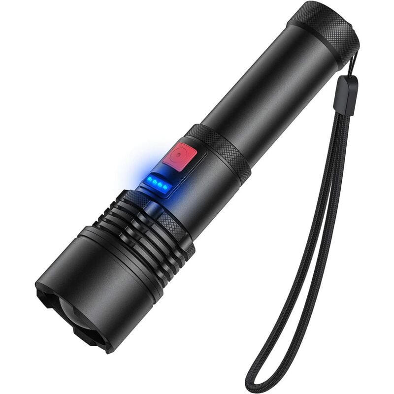3000 Lumens Rechargeable LED Flashlight, Elekin Zoomable Flashlight, Outdoor Waterproof Torch For Camping (Built-in Rechargeable Battery)