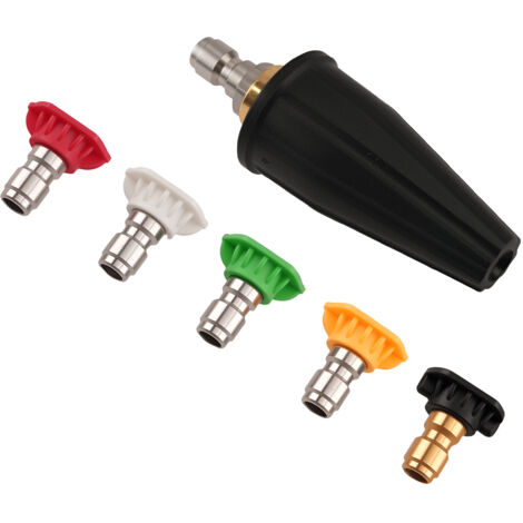 3000 PSI Pressure Washer Turbo Nozzle 5 Tips Quick Connect Copper Plating