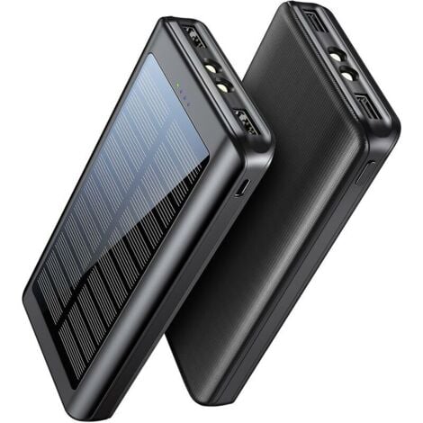 LUNE 30000mAh Solar Power Bank, Portable Battery Charger with 2 Output and 2 Input Ports, Universal USB C Power Bank with Flashlight and 4 LED Indicator for