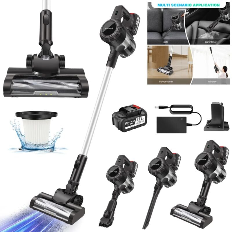 30000pa Aspirateur sans fil 6 EN 1 avec fonction balayage Aspirateur à main 3600W sans fil