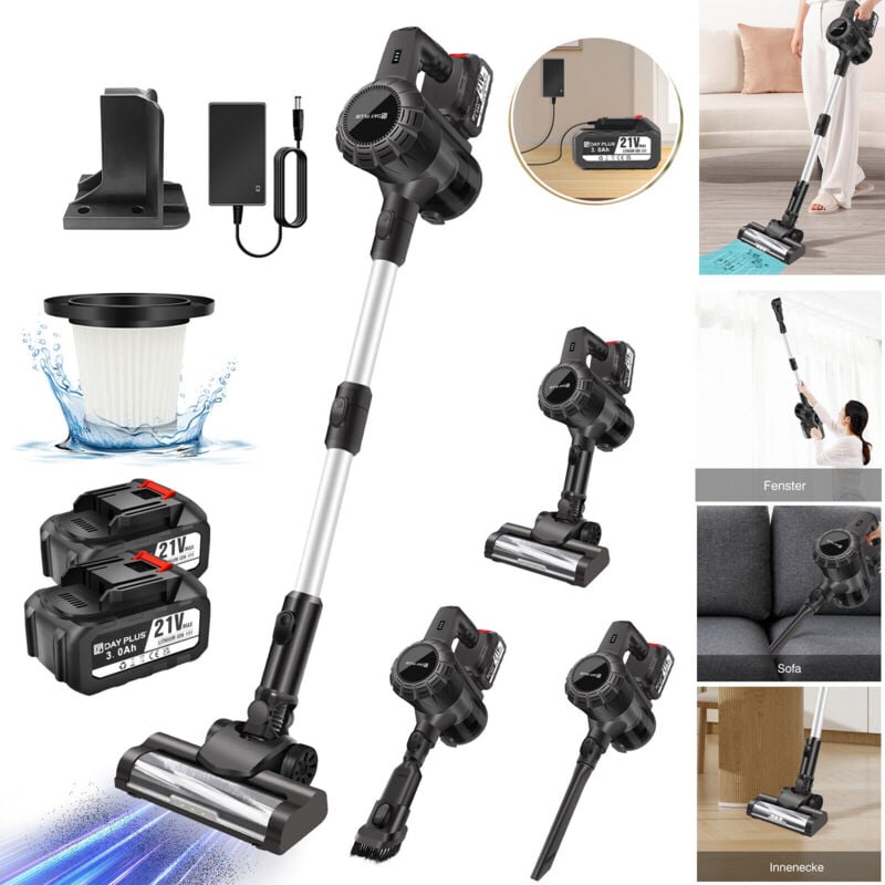 30000Pa Clean Aspirateur sans fil 6 IN 1 avec batterie au lithium Aspirateur à main 3600W + 2X 3.0AH Batterie