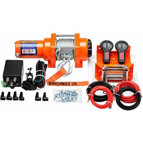 WINCHMAX 3,000lb (1,361kg) Original Orange 12v Electric Winch. 15m x 5mm Steel Rope, 1/4 Hook, Wireless Remote Controls.