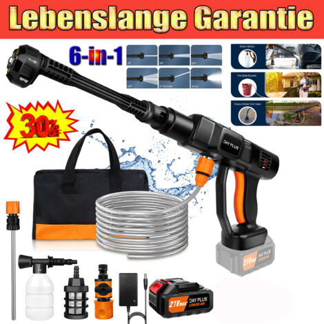 3000mAh Akku Druckreiniger Hochdruckreiniger 200Bar Reinigungspistole 6IN1 Düsen