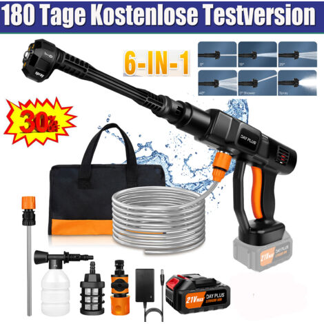 3000W Akku Hochdruckreiniger Auto Mobiler Druckreiniger Spritzpistole 3.0AH Akku