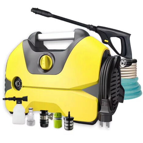 3000W électrique haute pression laveuse portable, machine de lavage voiture, pistolet polyvalent pour sols de jardin, maison et voiture, Jaune