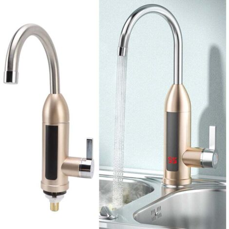 3000W Instant Water Heater Faucet Rotatable Electric Hot Cold Water Tap Stainless Steel Electric Faucet for Kitchen Bathroom EU Plug 220V --