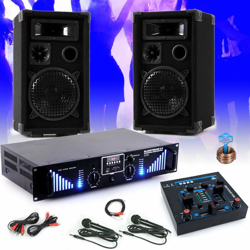 

3000W PA Cajas de equipo de fiesta USB MP3 Amplificador Mezclador Micrófono DJ Night Star 7