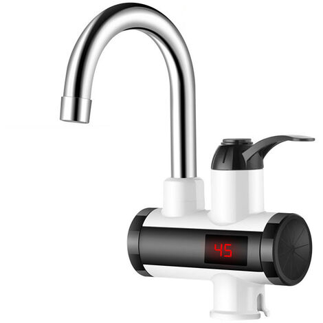 3000W Robinet d'eau chaude instantané Robinet de chauffe-eau électrique avec affichage numérique LED Cuisine Salle de bains Robinet de chauffage d'eau IPX4 Étanche 360° Rotatif 220V